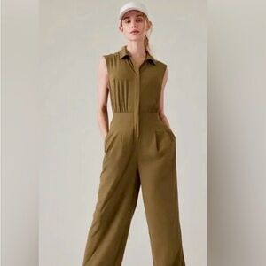Athleta Brooklyn Heights Wide Leg Jumpsuit in Olive Green